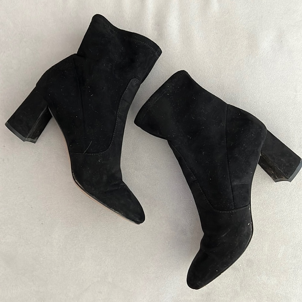 Ann Taylor Black Suede Sock booties